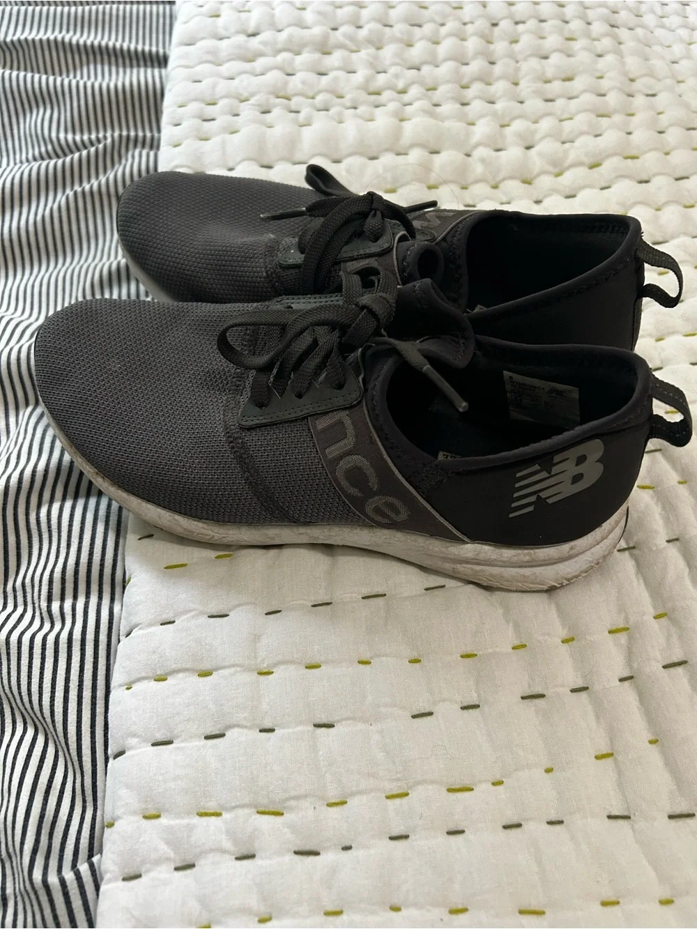 New Balance Women’s Dark Gray Knit Lace-Up Sneakers